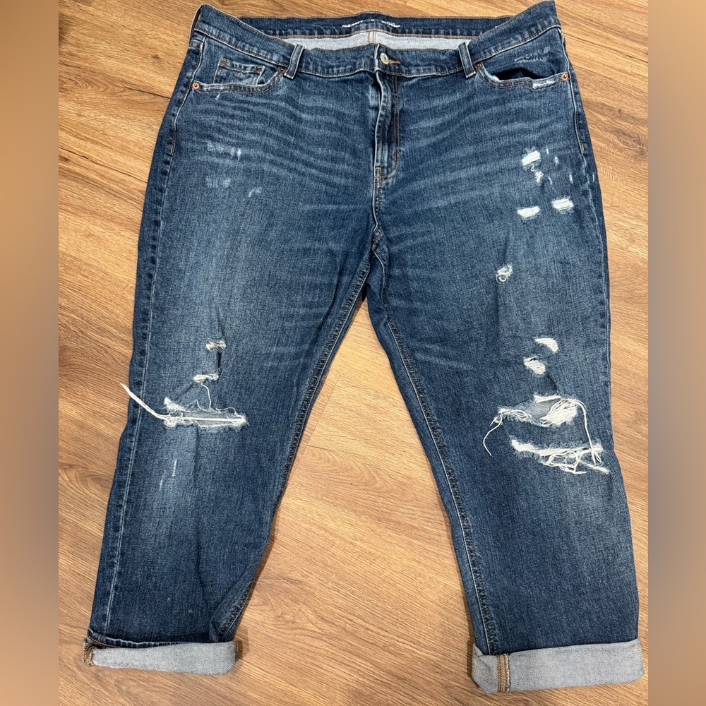 Old Navy Boyfriend Distressed Blue Jeans size 18